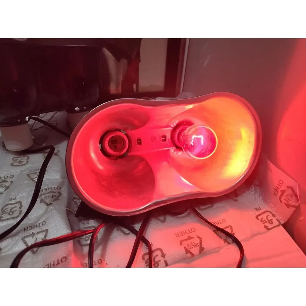 (Only One Red Bulb INCLUDED) Two Zoo Med Combo Deep Dome Dual Lamp Fixture